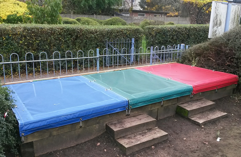 Custom made rectangular sandpit covers