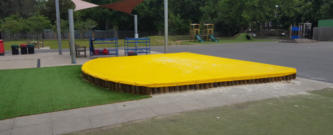 Large yellow childrens sandpit cover