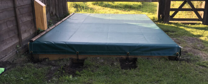 Custom made rectangular sandbox cover