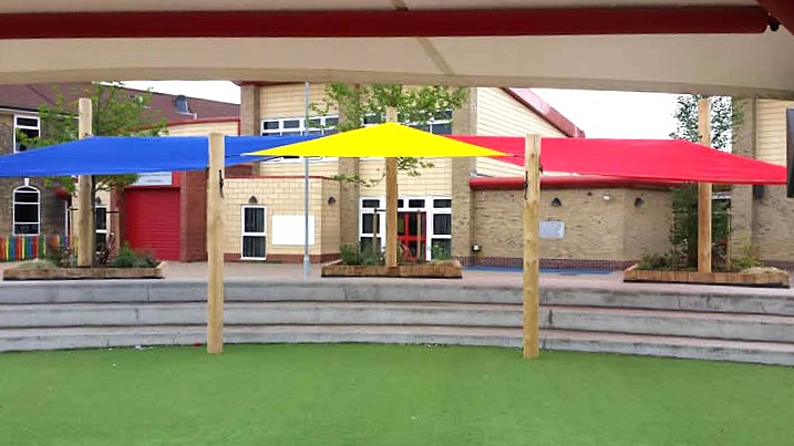 Bespoke shape school shade sails