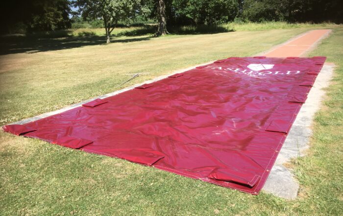 Red PVC long jump cover