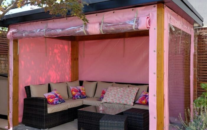 gazebo side panels rolled up