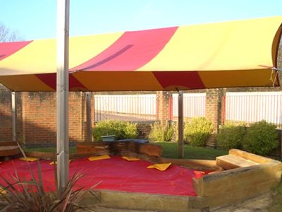 Bespoke shade sail over sandpit