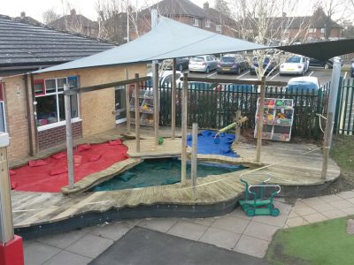 Shade sail over school sandpits