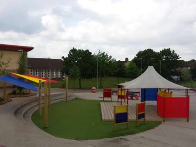 Bespoke colourful school shade sails