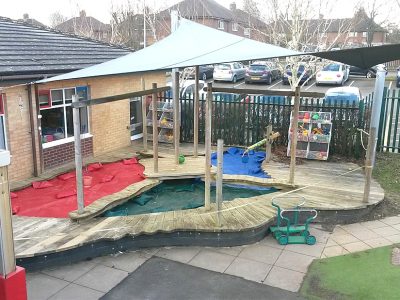 Shade sail over school sandpits