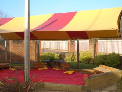 Bespoke shade sail over sandpit