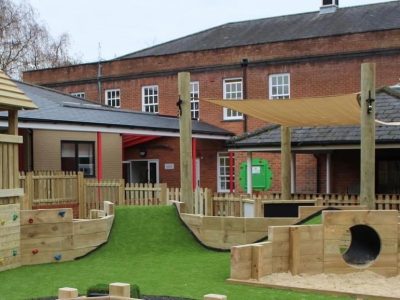 Beige shade sail for school