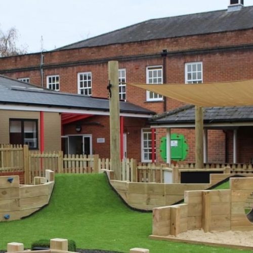 Beige shade sail for school